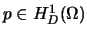 $p\in H^{1}_{D}(\Omega)$
