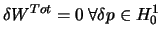$\delta W^{Tot}=0\:
\forall \delta p \in H^{1}_{0}$